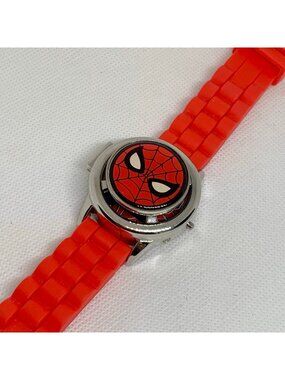 Marvel Spider Man Spinner kids Watch LCD Digital silver tone 37mm quartz running